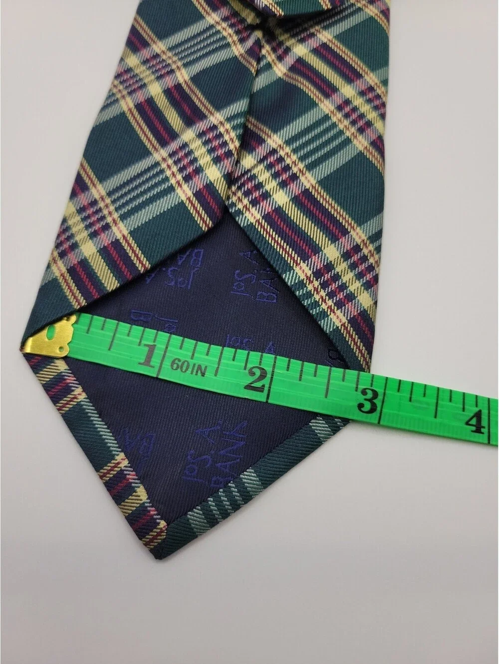 JOS A BANK 1905 Green Plaid 100% Silk Men's Neck Tie 62.5
